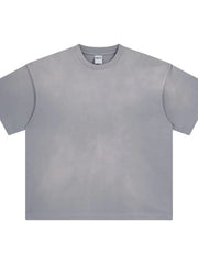 Oversized gray washed tee with relaxed fit and crewneck.