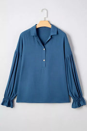 Ruffled Sleeve Buttoned Blouse