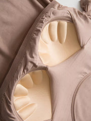 Pajama cami in Bean Powder with built-in padded cups for support.