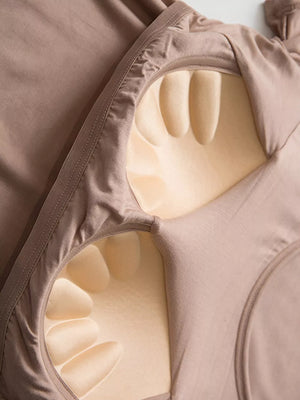 Pajama cami in Bean Powder with built-in padded cups for support.