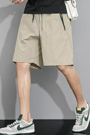 Men's caramel boxer shorts with drawstring and zip pockets