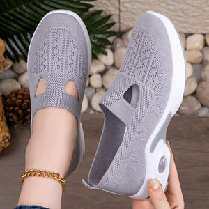 Round Toe Slip-ons in Pink, fabric detail