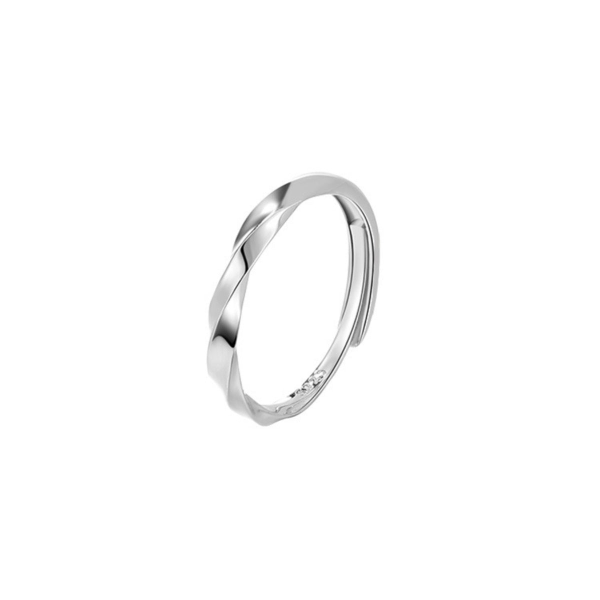 Adjustable sterling silver twisted ring with zircon detail