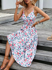Vibrant Paisley Midi Dress With Spaghetti Straps