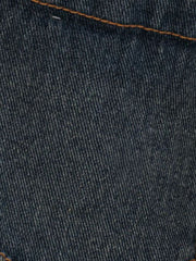 Black denim knit cover-up dress with contrast stitching detail.