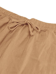 Khaki sweatpants with drawstring waist detail