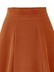 A-line Midi Skirt With Elastic Waistband, close-up detail