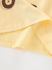 Yellow cotton toddler t-shirt with lion graphic detail and reinforced seams.