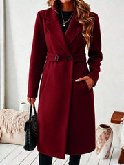 Elegant Lapel Collar Belted Trench Coat Plus Size in Gray, view 12