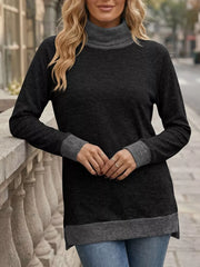 Sage turtleneck sweater with stretch and raglan sleeve