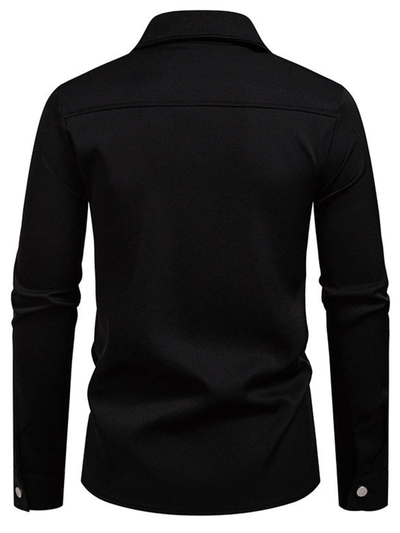 Men's black long sleeve shirt with classic collar and button detail