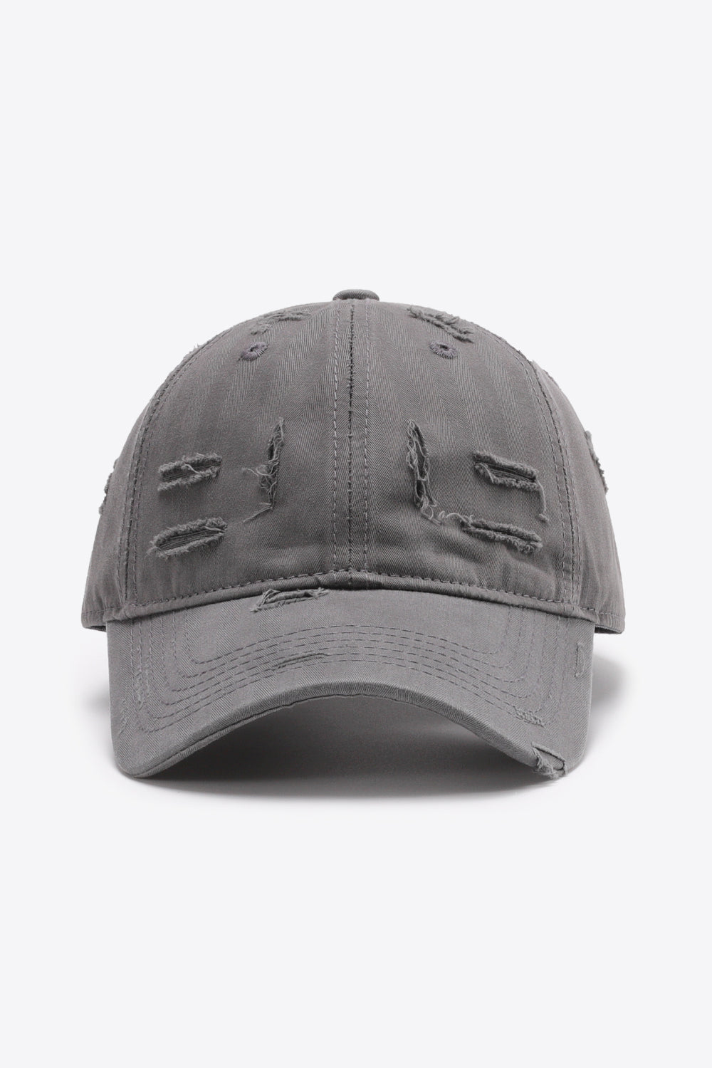 Mid Gray distressed baseball cap with adjustable strap
