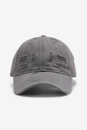 Mid Gray distressed baseball cap with adjustable strap