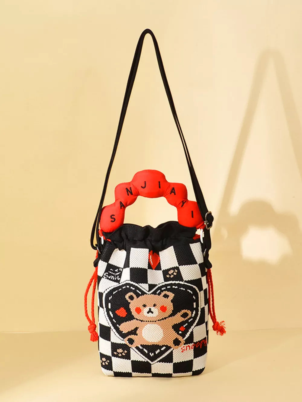 Drawstring Bucket Crossbody Bag in Style D, front view