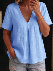 Effortlessly Chic Pleated V-neck Shirt
