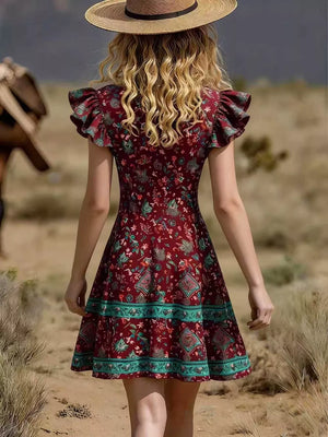 Ruffled V-neck Mini Dress, side view