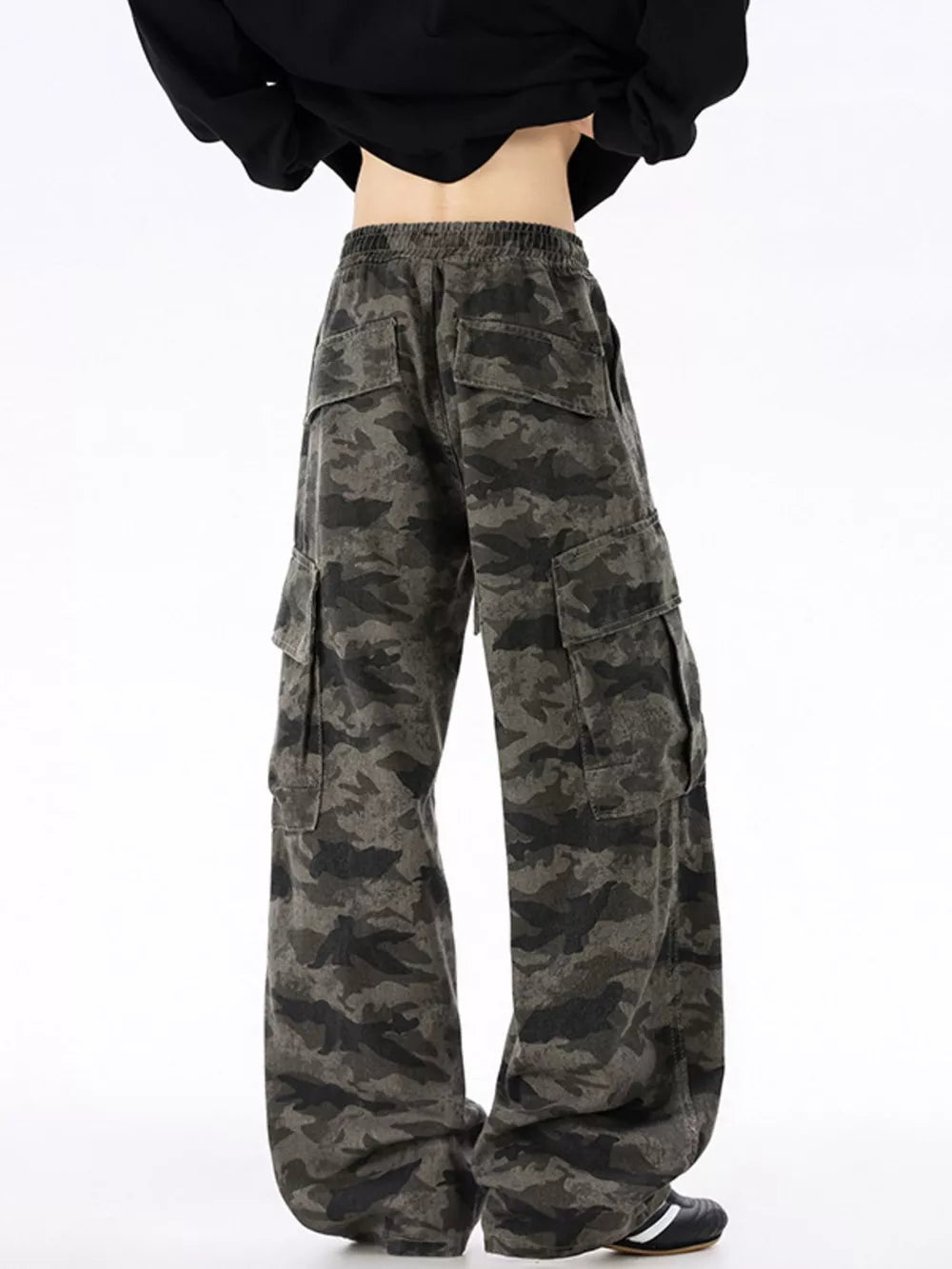 Urban Camouflage Cargo Sweatpants with multiple pockets and a relaxed fit.