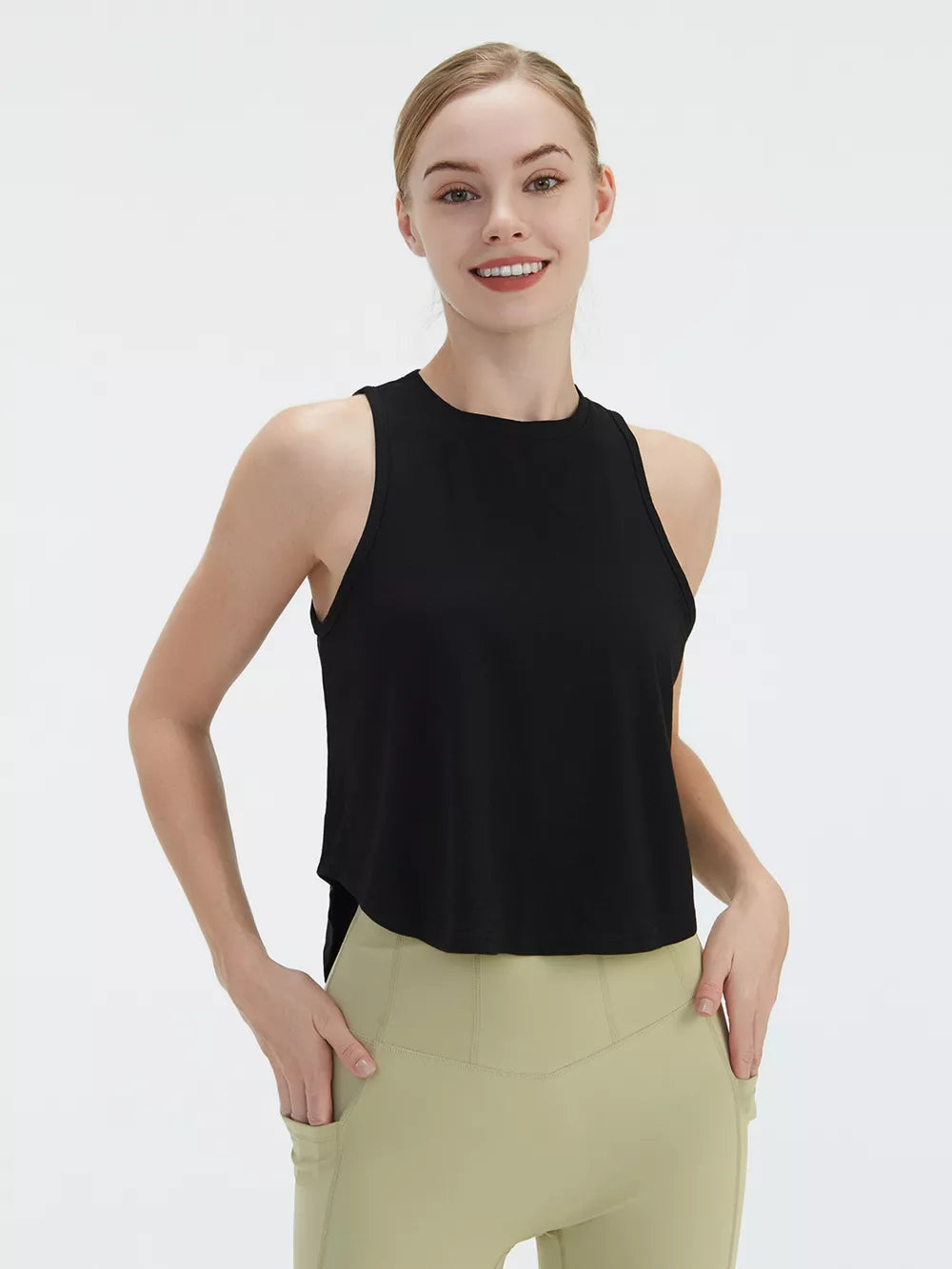 Cutout Back Active Tank With Tie Detail