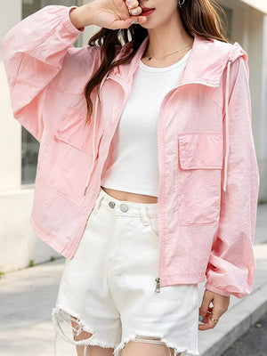 Lightweight Hooded Zip Up Jacket, alternate angle