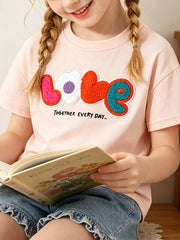 Toddler cotton crew neck t-shirt with playful love graphic
