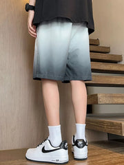 Men's Plus Size Drawstring Loose Fit Shorts in Light Gray, editorial view