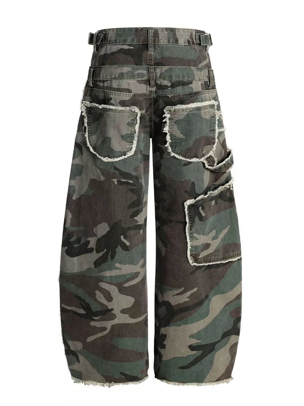 Men's Camouflage Wide-leg Sweatpants in Green Camouflage, close-up detail