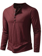 Men's Long Sleeve Henley T-shirt, fabric detail