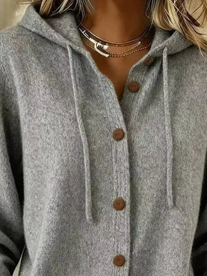 Hooded Button-up Cardigan in Pink, view 20