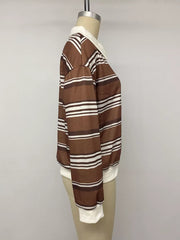 Striped Dropped Shoulder Sweatshirt in Coffee Brown, view 12