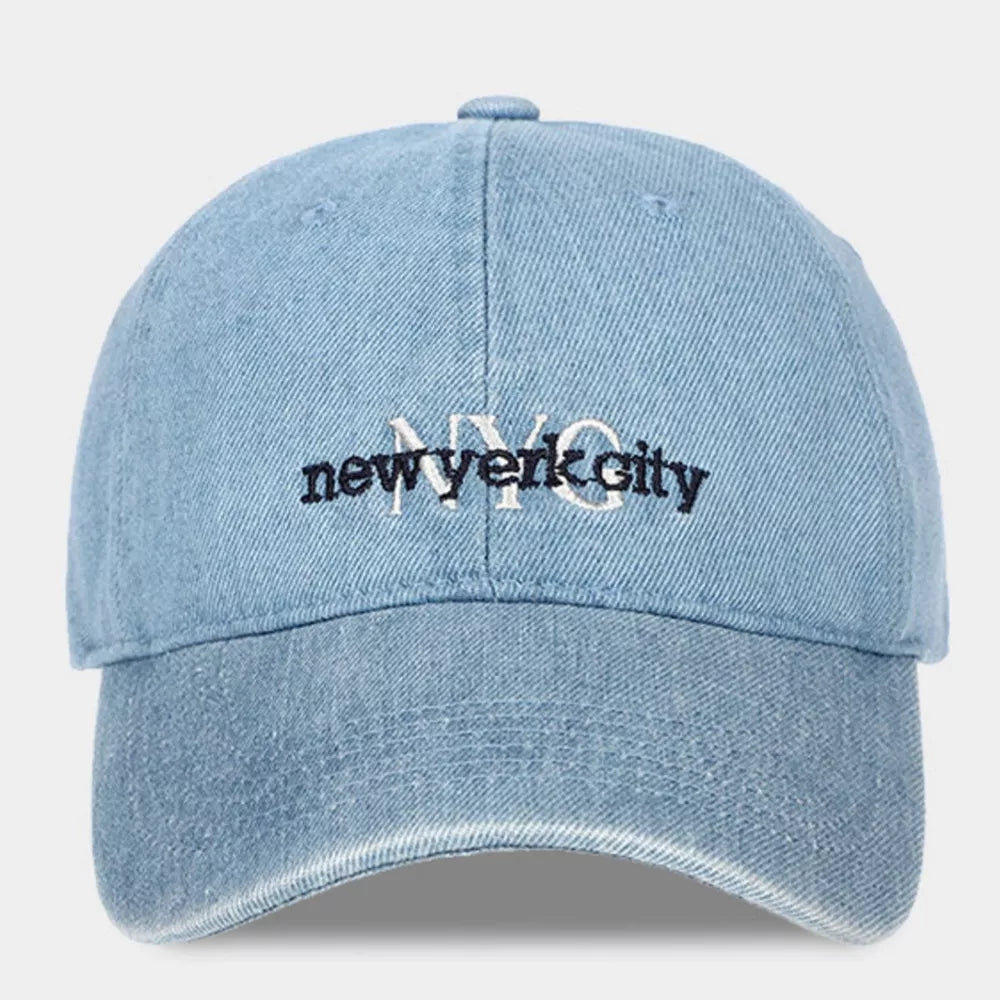 Nyc Embroidered Denim Baseball Hat