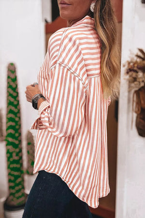 Stripe Western Button Down Long Sleeve Shirt, fabric detail