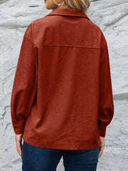 Corduroy Button-down Shirt With Chest Pockets in Moss, close-up detail