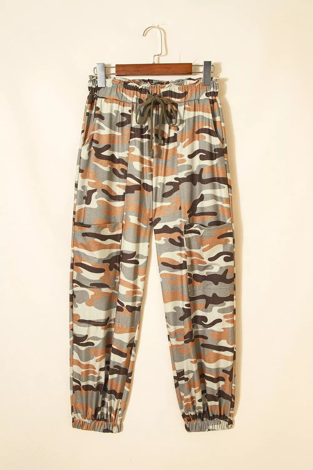 Camouflage Printed Drawstring Jogger Pants, model styling view