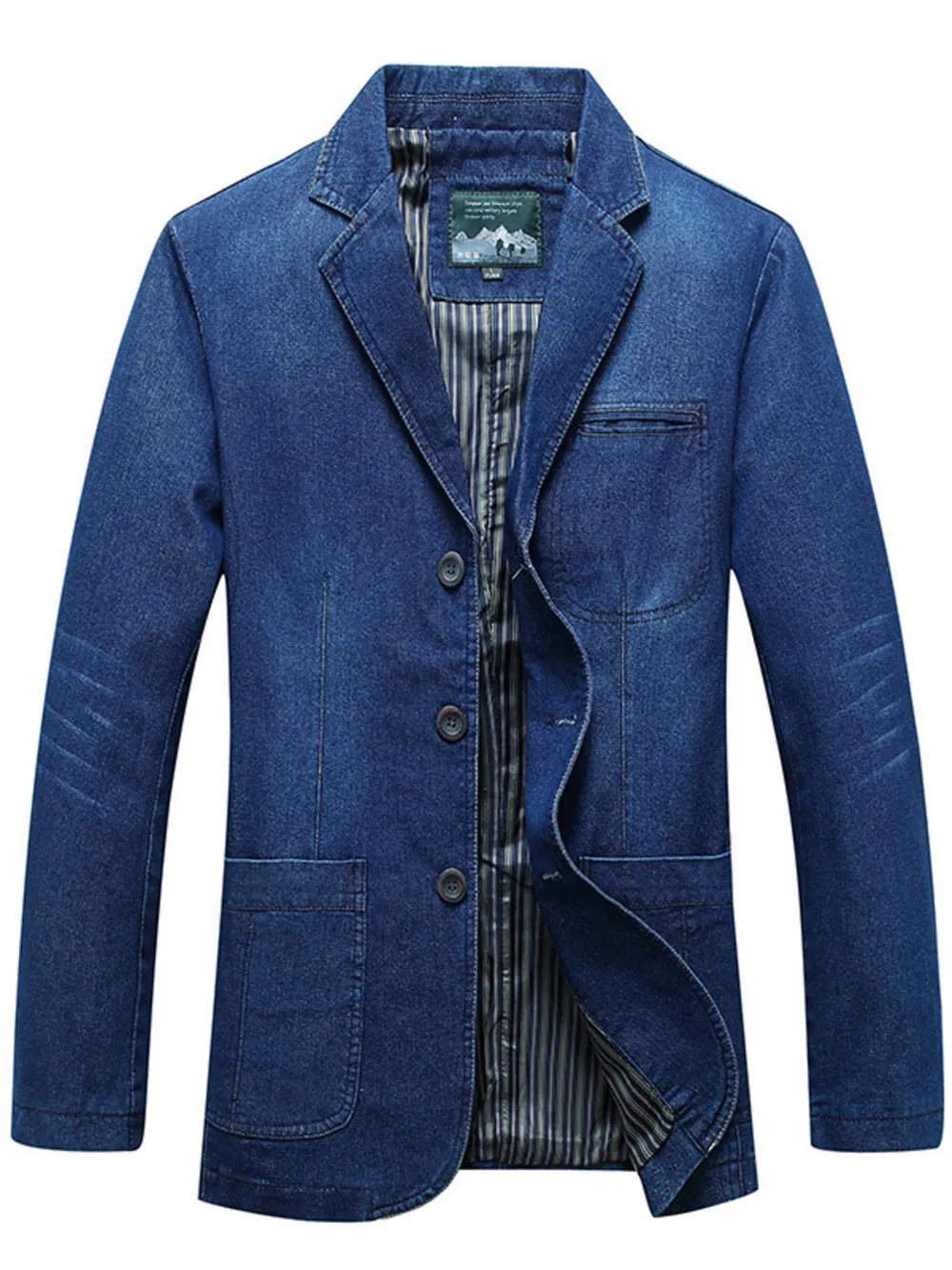 Men's Plus Size Button Up Denim Blazer, side view
