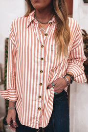 Stripe Western Button Down Long Sleeve Shirt, model styling view