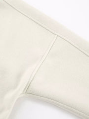 Elegant Stand Collar Open Front Outerwear in White, fit detail