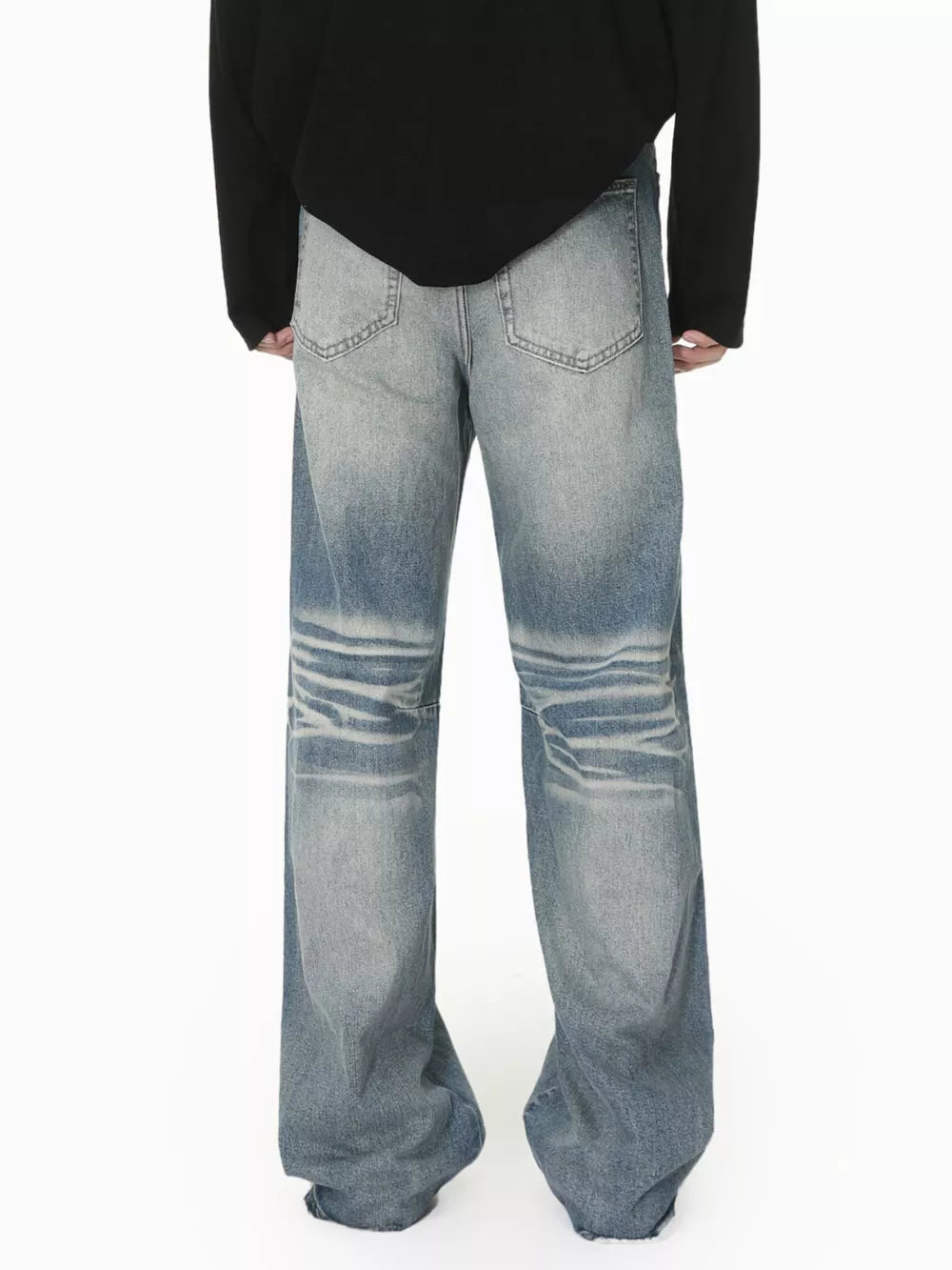 Men S Wide Leg Washed Jeans in Charcoal Gray, alternate angle