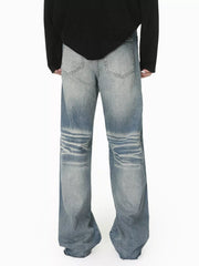 Men S Wide Leg Washed Jeans in Charcoal Gray, alternate angle
