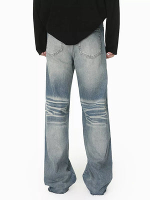 Men S Wide Leg Washed Jeans in Charcoal Gray, alternate angle