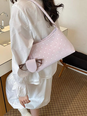 Polka Dot Shoulder Bag in Black, back view
