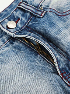 Men's Distressed Wide-leg Jeans in Blue, alternate angle