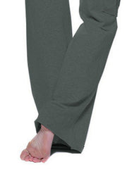 Cargo-inspired wide-leg drawstring trousers in heather gray with a visible cargo pocket detail.