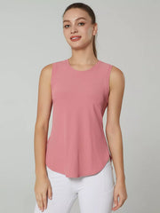 Ribbed Active Tank With Curved Hem