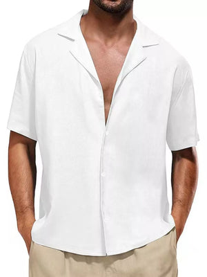 Men's Casual Short-sleeve Shirt Plus Size in White, front view