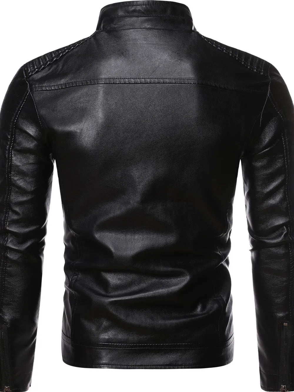 Men's Plus Size Zip Up Motorcycle Jacket in Coffee, alternate angle