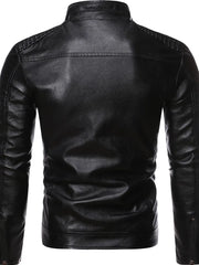 Men's Plus Size Zip Up Motorcycle Jacket in Coffee, alternate angle