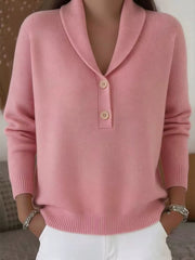 Button Detail Long Sleeve Sweater in Navy Blue, close-up detail