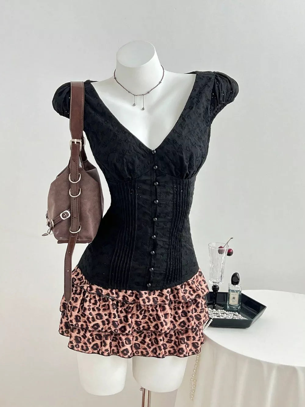 Lace V-neck Cap Sleeve Blouse, front view