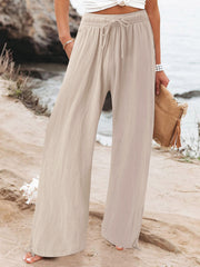 Full Size Drawstring Wide Leg Pants Plus Size in Fuchsia, editorial view