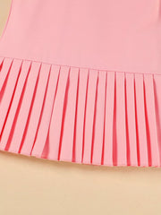 Pink toddler dress with pleated hem detail